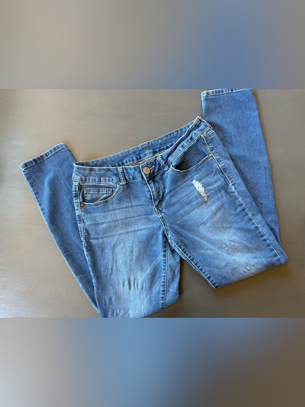SO Women's Light Blue Skinny Distressed Jeans